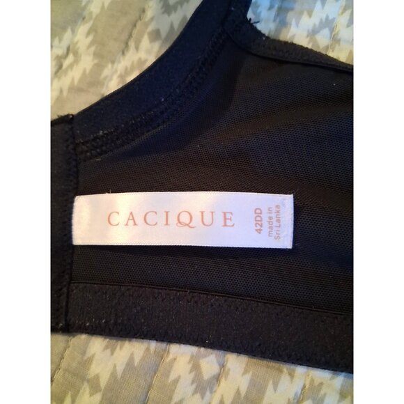 Cacique Black Comfort Cotton Padded pushup padded Boost Plunge 42DD Bra - Picture 4 of 4